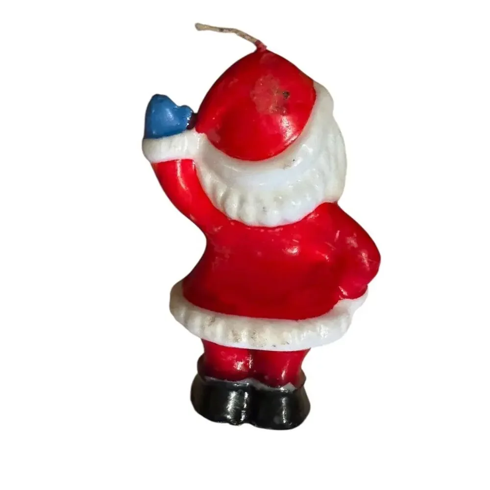 Vintage Christmas Candle Lot Santa Japan & Drummer Boy Wrapped Melted Wax Figure